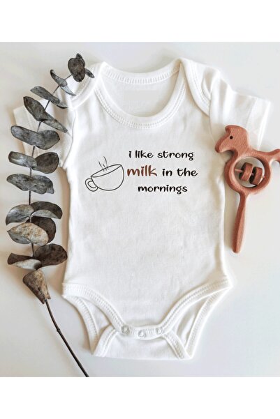 BabyLimon بدلة أطفال عضوية بأكمام قصيرة من I Like Strong Milk