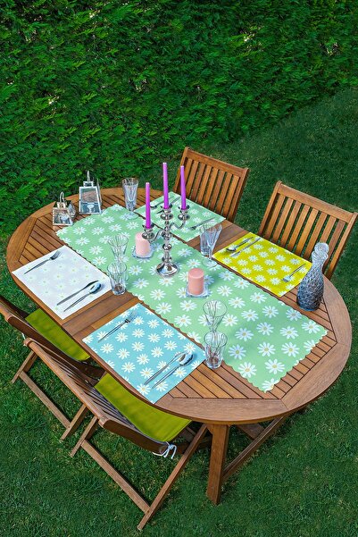 Realhomes طقم خدمة وركض أمريكي بتصميم ديزي ذو أرضية ملونة 4+1