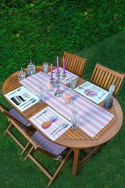 Realhomes 4+1 Pink Motif Designed American Service & Runner Set