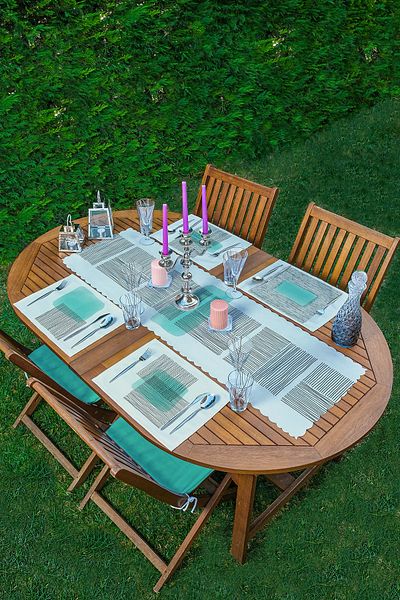 Realhomes 4+1 Dark Ivory Color Onedraw Designed American Service & Runner Set