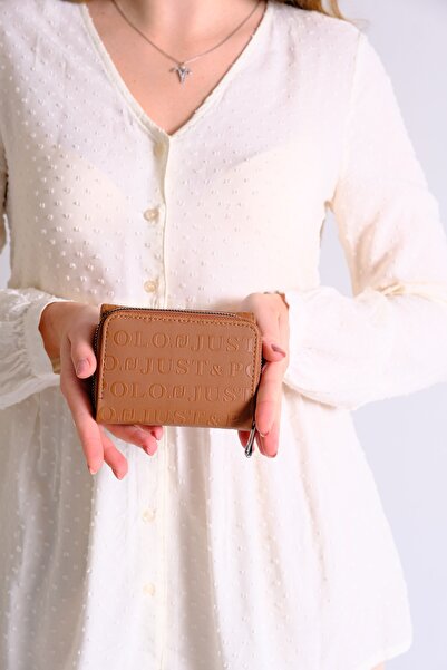 Just Polo محفظة نباتية نسائية باللون القهوة مع 6 بطاقات + 1 حجرة لبطاقة الهوي...