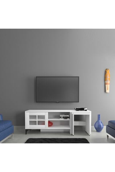 PASİFİC HOME Revival Metal Ayaklı Sürgülü Tv Ünitesi, Zigon Sehpalı, 150 Cm, ...