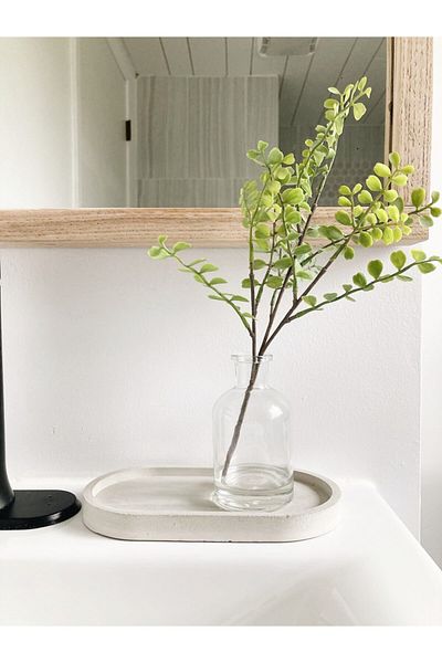 Orange Atelier Decorative Oval Gray Concrete Trinket Plate Concrete Jewelry Plate Candle Plate Candle Holder Organizer