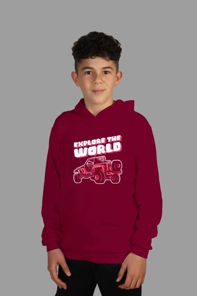 Raf Coll Dječja burgundska majica sa kapuljačom Digitalna štampa pakovanje sa...