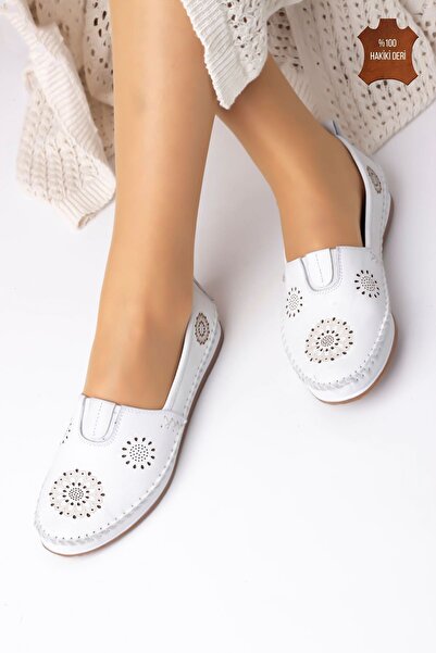 Lal Shoes & Bags Loyd (100%) Γνήσιο δέρμα Άνετα Γυναικεία Μπαλαρίνα-λευκό