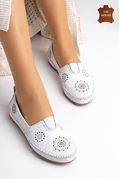 Lal Shoes & Bags Loyd (100%) Γνήσιο δέρμα Άνετα Γυναικεία Μπαλαρίνα-λευκό