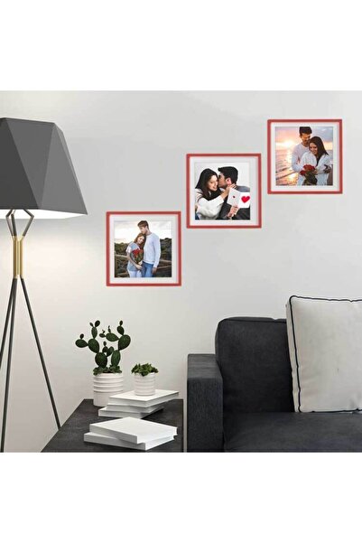 Nobbystar Yapışan Sök Tak Kare Kare Çerçeveler - Kırmızı 3'lü Paket
