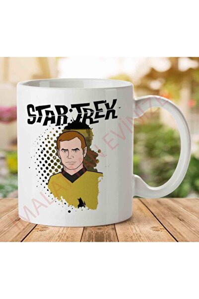 ART HEDİYE كوب مطبوع على الجانبين من Star Trek Animated Grunge Captain Kirk