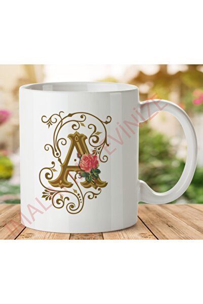 ART HEDİYE Letter A Two Sided Printed Mug