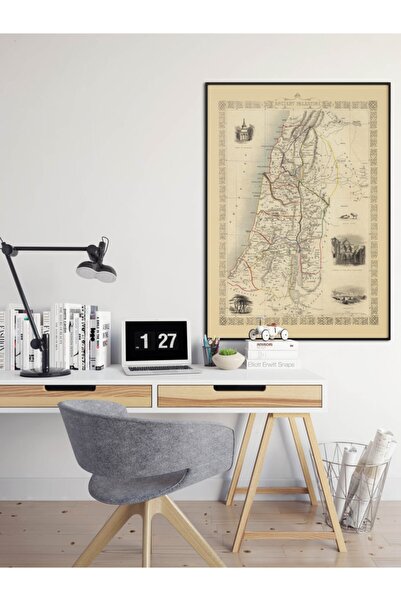 Pegziz Filistin 1851 Haritası Sanatsal Duvar Dekorasyon Poster 60x90cm.