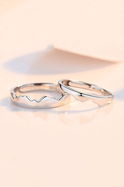 Sahira Jewelry Dağ Ve Deniz Uyumu Gümüş Kaplama Ayarlanabilir Çift Alyans Yüzük