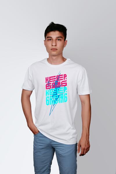 ErTaPassage Alb cu imprimeu Continue Writing pentru bărbați tricou - T8190655