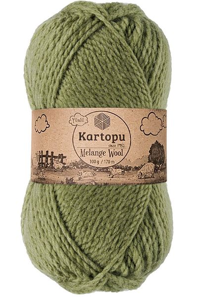 Kartopu Melange Woolen Dress, Woolen Hand Knitted, Σχοινί K430 Πράσινο