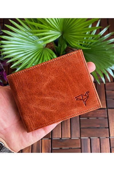 Garbalia 100% ръчно изработена Crazy Leather Tan мъжка портфолио с държач на карти с пари