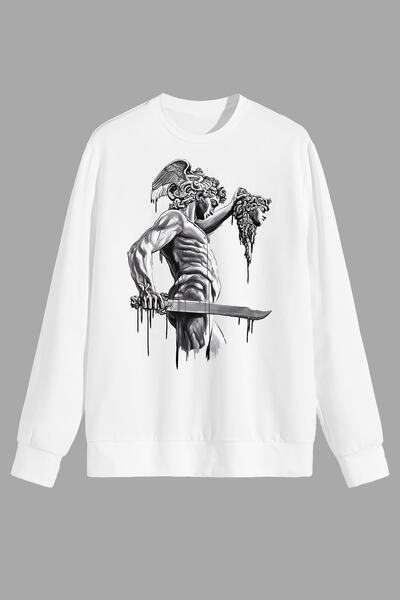 perseusshopping Mitološka skulptura Perseja Štampano Bela unisex majica