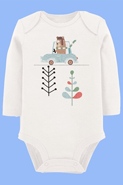Genel Markalar Organik Baskılı Pamuklu Unisex Bebek Body Uzune198