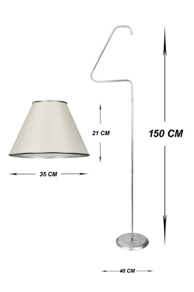 VENON Aydınlatma Lambader Silver Mia Üçgen Gümüş Patine (silver Çember) Krem Şapka