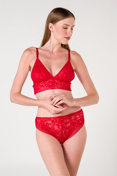 Top Step Cupless Lace Bralette Bra Set