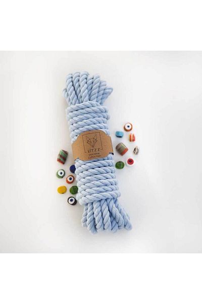 Ritzz 10mm // 3 Twist // Βαμβακερό σχοινί // Ανοιχτό μπλε / 500 γραμμάρια