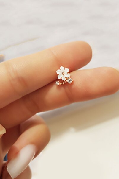 MorMajor Silver Tekli Ithal Mini Taşlı Manolya Gümüş Küpe