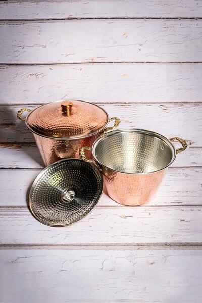 Handygoo Gaia Dövme Bakır Perde Pilavı Tenceresi Seti