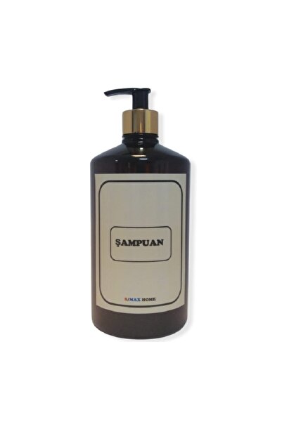 Smax Amber Cam Görünümlü Plastik Şişe Pompalı 1000 Ml Şampuan Etiketli