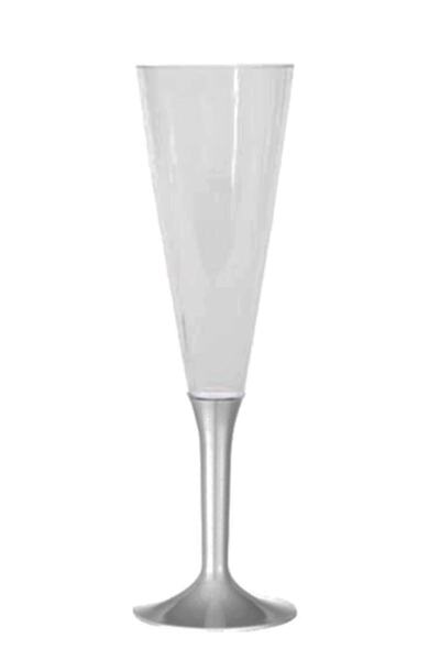 Genel Markalar Parti Kristal Yıkanabilir Mika Şampanya Kadehi Gümüş Renk 10 Adet