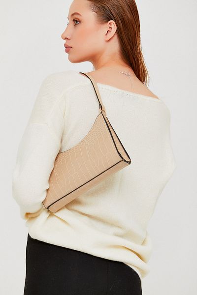 Çantacımstore Dámská taška Croco Baguette Bag Mink 011