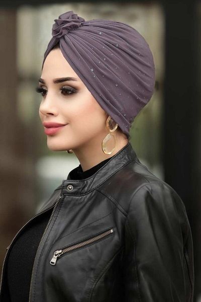 Neva Style - شال بغطاء للرأس بلون الورد الداكن والثلج 7527 كجم