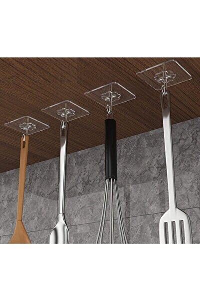 MUTLUHOME 4Pcs Transparent Strong Self Adhesive Door Wall Hangers Heavy Load Bearing