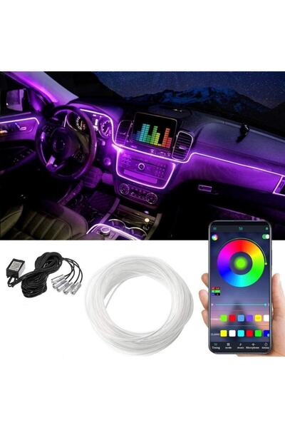 GPR AUTO PARTS Araç Içi Atmosfer Ambiyans Led Neon Ip Led Rgb App Kontrollü 5...