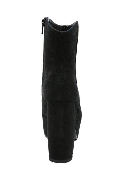 CANES AYAKKABI Kadın Siyah Süet Yandan Fermuarlı Klasik Yüksek Bot