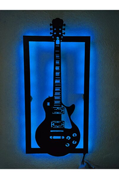 dekoraven Elektro Gitar Led Işıklı Ahşap Tablo