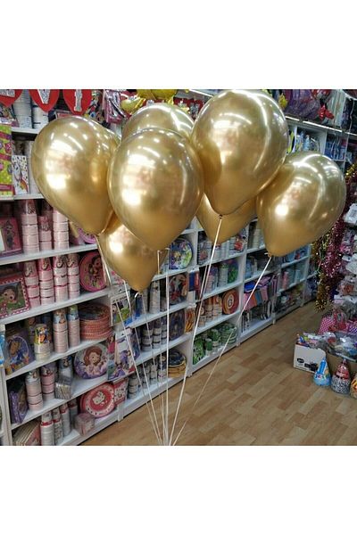 BEST PARTİ DOĞUM GÜNÜ PARTİ SÜSLERİ Gold Chrome Balloon 10 Pieces