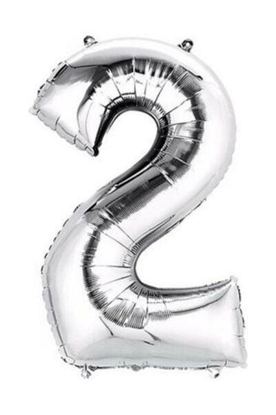BEST PARTİ DOĞUM GÜNÜ PARTİ SÜSLERİ Number 2 Silver Foil Balloon - (40inch, 1...