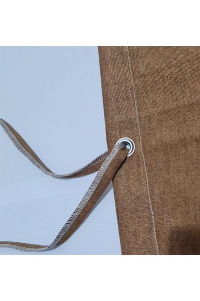 ALTINPAMUK Balcony Iron Curtain Railing Curtain Plain Brown All Sizes Size X Top with Metal Ring