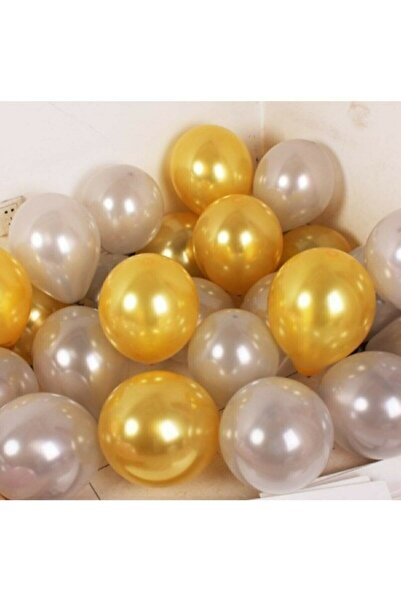 BEST PARTİ DOĞUM GÜNÜ PARTİ SÜSLERİ 20 Gold-white Metallic Balloons