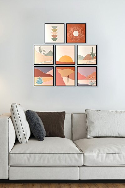 ÖZCANLAR ÇERÇEVE Çerçevesiz Çerçeve Görünümlü 8 Parça Minimal Mdf Tablo Seti ...