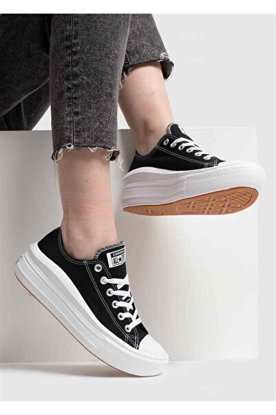 Converse All Star Siyah Beyaz Kalın Yüksek Taban Ayakkabı 570256c V5