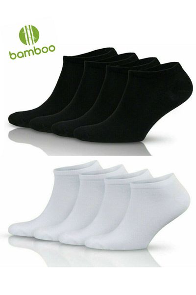 socksbox Συσκευασία 8 Bamboo Seamless 4 Μαύρα 4 Λευκά Μποτάκια Κάλτσες / Unisex