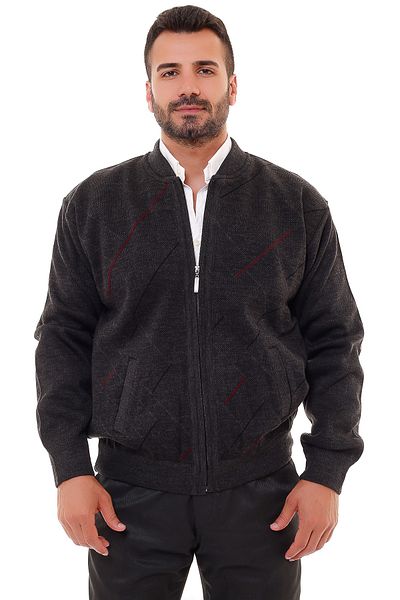 KARBEY TRİKO Men's Gray Knitwear Coat