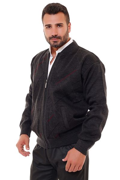 KARBEY TRİKO Men's Gray Knitwear Coat