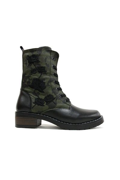 Polaris Khaki Lace-up Zippered Boots