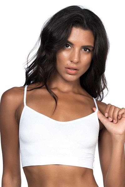 Bestin Sutien bustier cu bretele subțiri, alb, fără cusături, fără cusuri, 4003