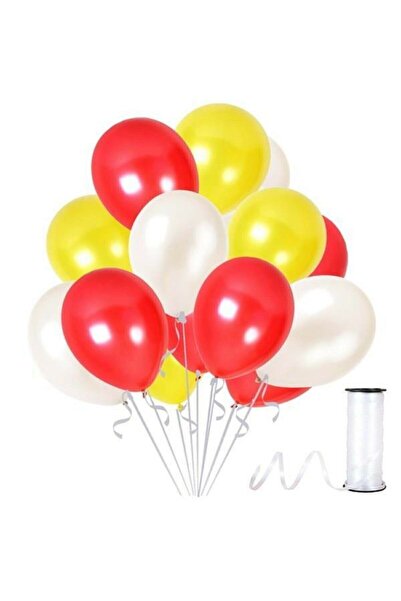 BEST PARTİ DOĞUM GÜNÜ PARTİ SÜSLERİ Yellow - Red - White Metallic Balloon 25 ...