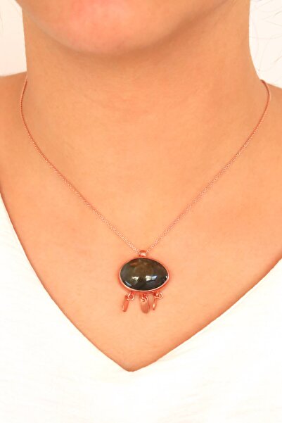 Midyat Nurtaş Gümüş Has Taşlı Roslu Kadın Gümüş Kolye