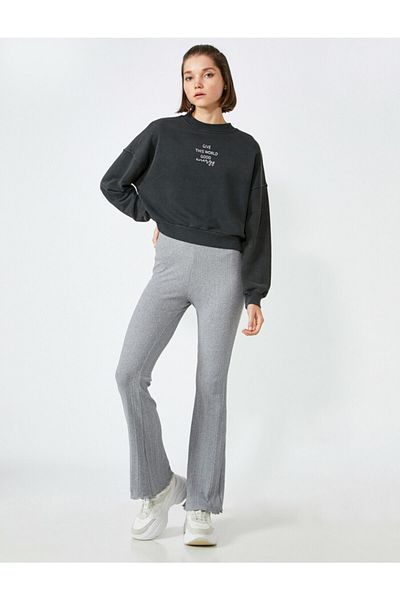 Koton Flared Leg Trousers High Waist