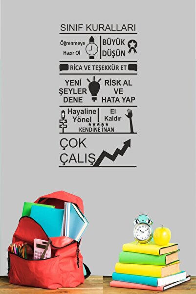 TRC TRAFİK Sınıf Kuralları Dekoratif Duvar Sticker (58x32 Cm) Siyah