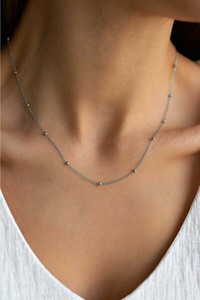 The Collection Kadın Toplu Zincir Model Gümüş Kaplama İnce Zarif Kolye