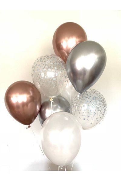 Ekin Süs Chrome Copper, Silver Balloon Set